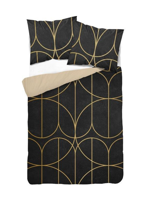KOMPLET POŚCIELI 160x200 DWUSTRONNA 3D GEOMETRYCZNA CZARNO ZŁOTA