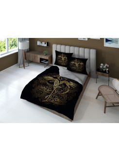 KOMPLET POŚCIELI 160x200 DWUSTRONNA 3D ZŁOTY ŻURAW 4374