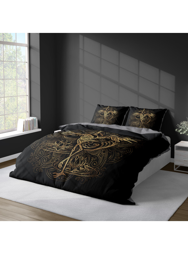 KOMPLET POŚCIELI 160x200 DWUSTRONNA 3D ZŁOTY ŻURAW 4374