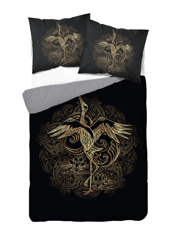 KOMPLET POŚCIELI 160x200 DWUSTRONNA 3D ZŁOTY ŻURAW 4374