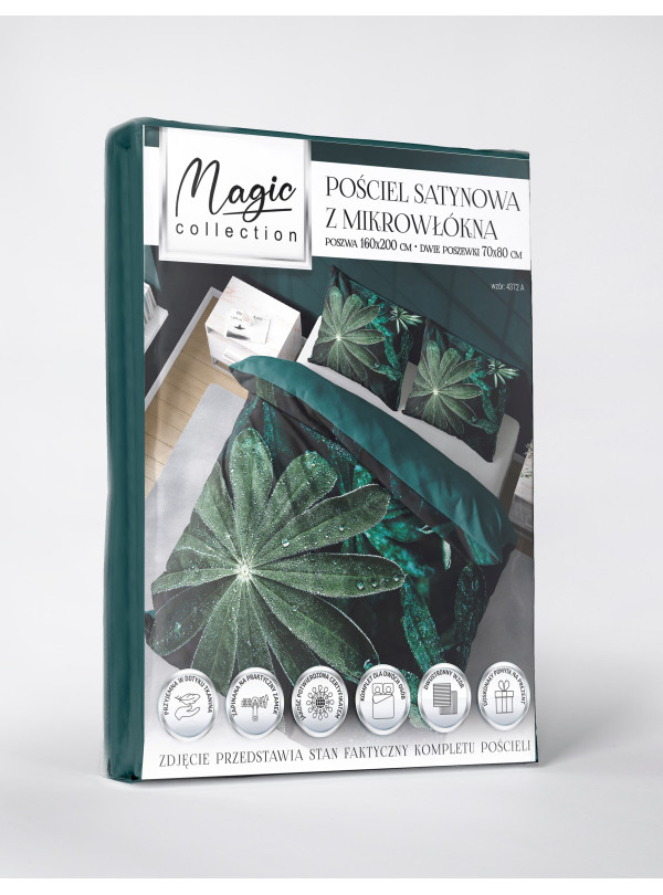 KOMPLET POŚCIELI 160x200 DWUSTRONNA 3D ROSA NA LIŚCIU