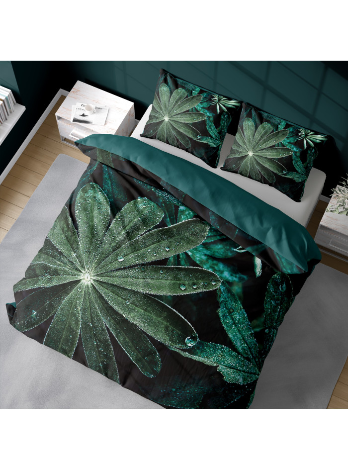 KOMPLET POŚCIELI 160x200 DWUSTRONNA 3D ROSA NA LIŚCIU