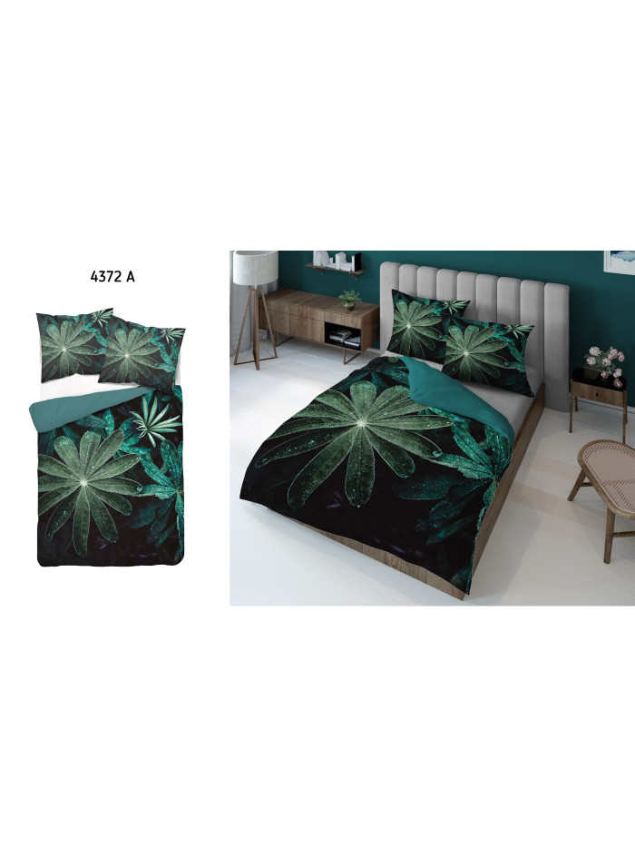 KOMPLET POŚCIELI 160x200 DWUSTRONNA 3D ROSA NA LIŚCIU