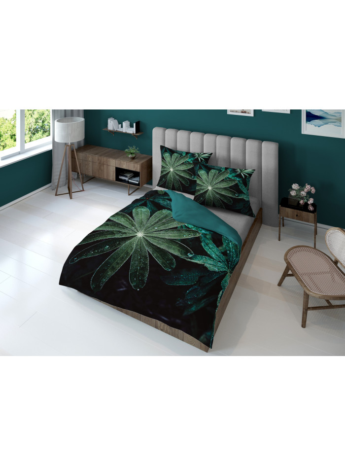 KOMPLET POŚCIELI 160x200 DWUSTRONNA 3D ROSA NA LIŚCIU