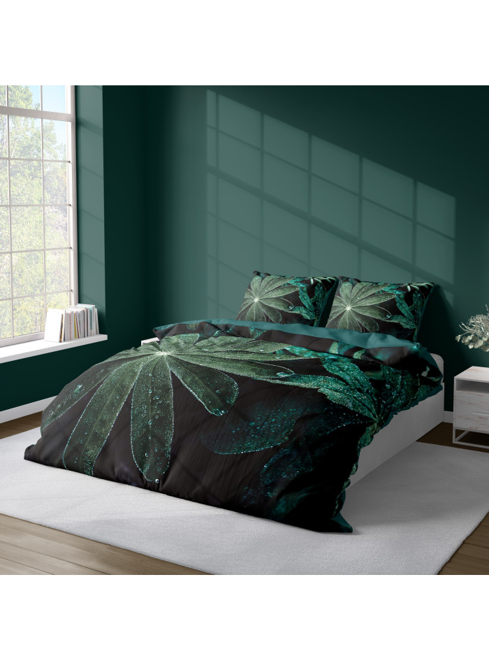 KOMPLET POŚCIELI 160x200 DWUSTRONNA 3D ROSA NA LIŚCIU
