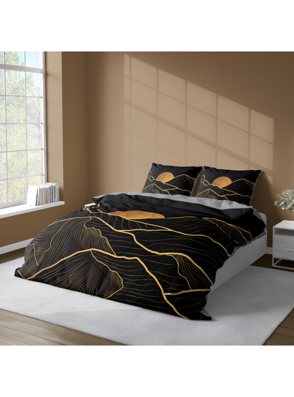 KOMPLET POŚCIELI 160x200 DWUSTRONNA 3D SŁOŃCE ZA GÓRAMI