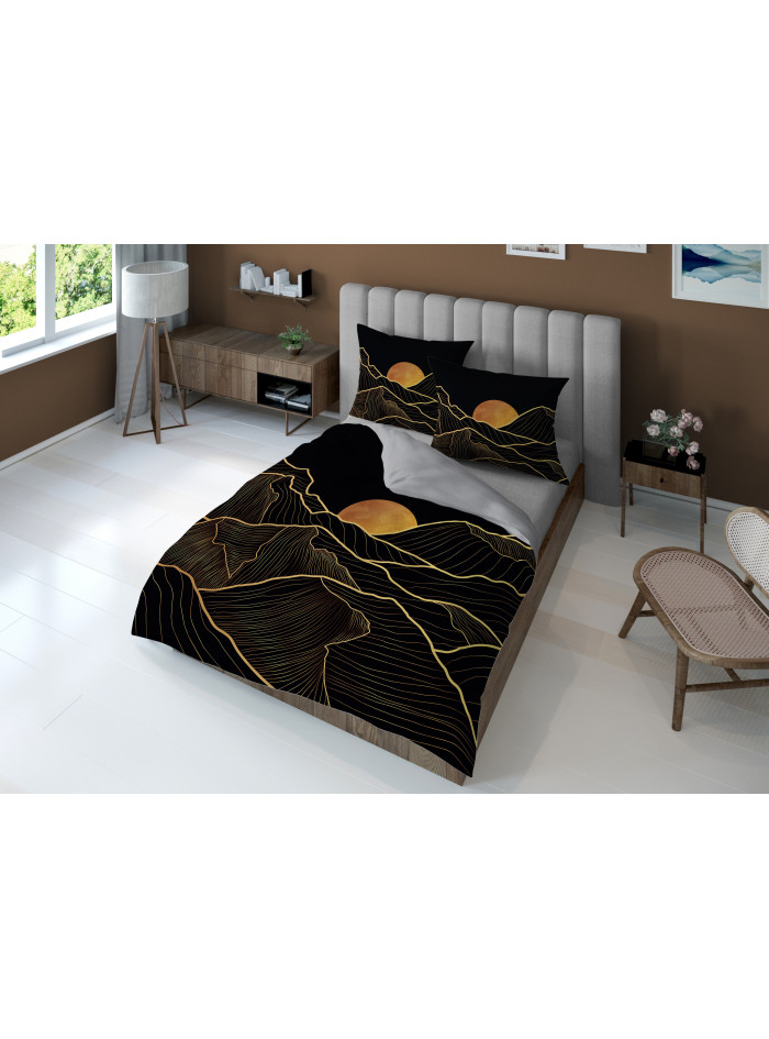 KOMPLET POŚCIELI 160x200 DWUSTRONNA 3D SŁOŃCE ZA GÓRAMI