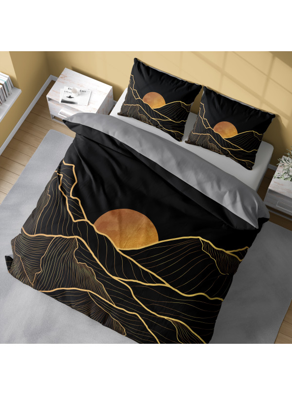 KOMPLET POŚCIELI 160x200 DWUSTRONNA 3D SŁOŃCE ZA GÓRAMI