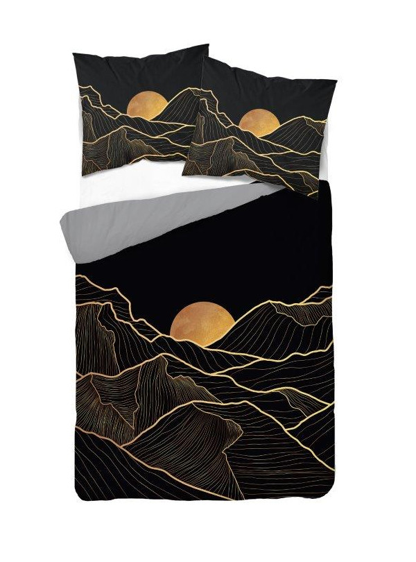 KOMPLET POŚCIELI 160x200 DWUSTRONNA 3D SŁOŃCE ZA GÓRAMI