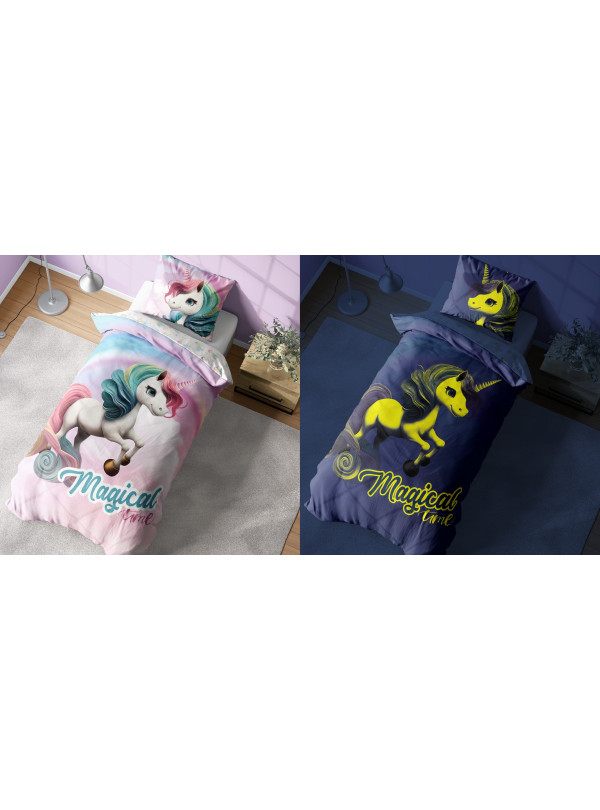 POŚCIEL 140x200 ŚWIECĄCA W CIEMNOŚCI JEDNOROŻEC 4760_A