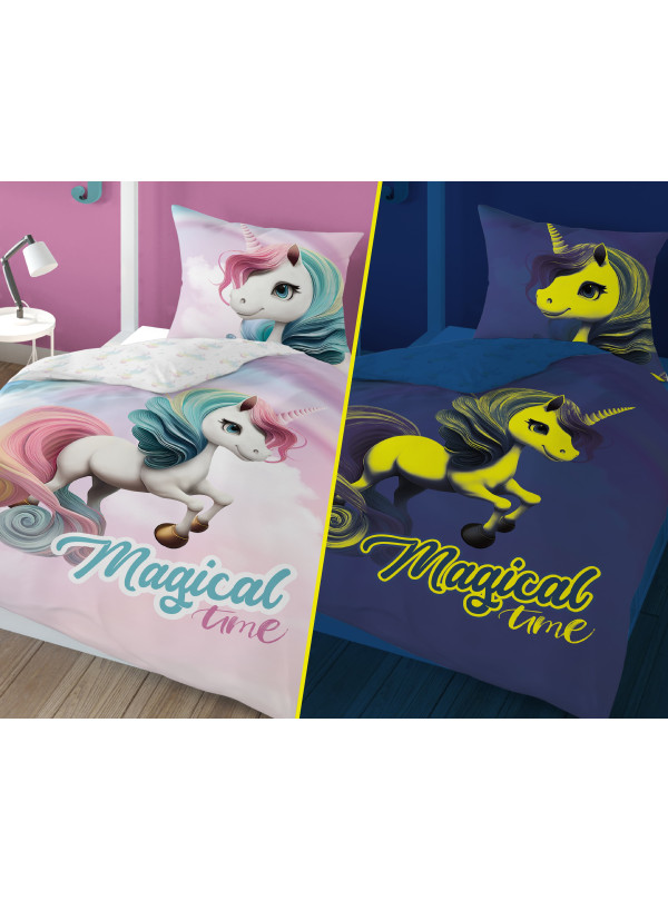 POŚCIEL 160x200 ŚWIECĄCA W CIEMNOŚCI JEDNOROŻEC 4760_A