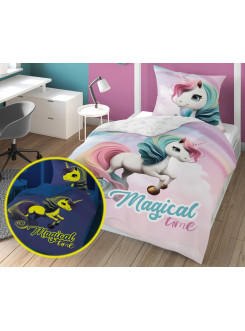 POŚCIEL 160x200 ŚWIECĄCA W CIEMNOŚCI JEDNOROŻEC 4760_A