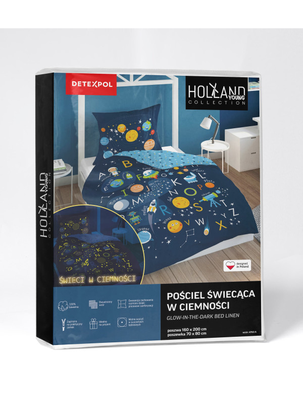 POŚCIEL 160x200 ŚWIECĄCA W CIEMNOŚCI KOSMOS PLANETY
