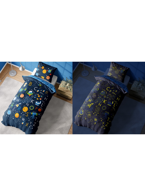 POŚCIEL 160x200 ŚWIECĄCA W CIEMNOŚCI KOSMOS PLANETY