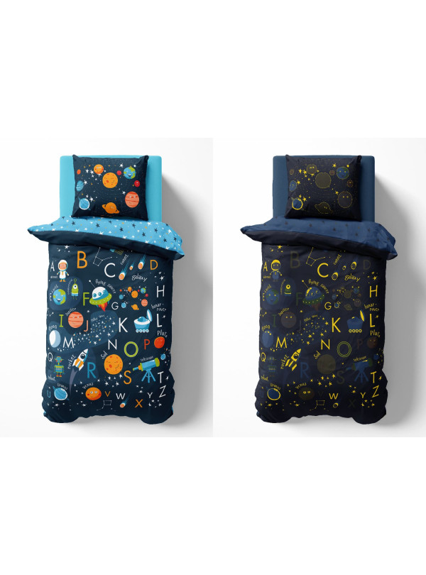 POŚCIEL 160x200 ŚWIECĄCA W CIEMNOŚCI KOSMOS PLANETY