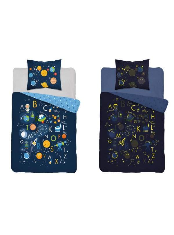 POŚCIEL 160x200 ŚWIECĄCA W CIEMNOŚCI KOSMOS PLANETY