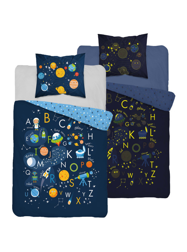POŚCIEL 160x200 ŚWIECĄCA W CIEMNOŚCI KOSMOS PLANETY