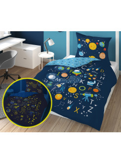 POŚCIEL 140x200 ŚWIECĄCA W CIEMNOŚCI KOSMOS PLANETY