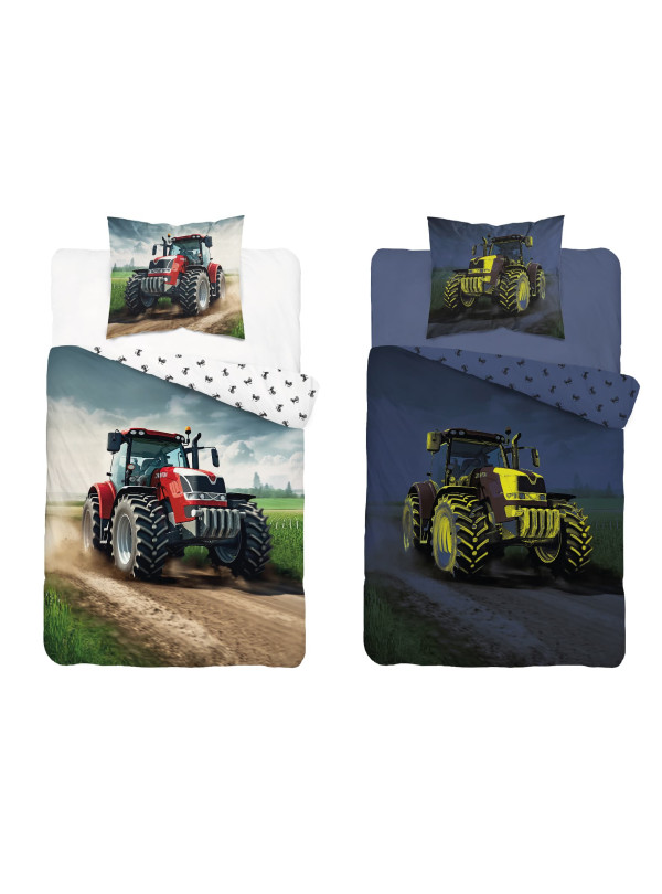 POŚCIEL 160x200 ŚWIECĄCA W CIEMNOŚCI TRAKTOR 4764_A