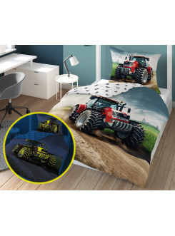 POŚCIEL 160x200 ŚWIECĄCA W CIEMNOŚCI TRAKTOR 4764_A