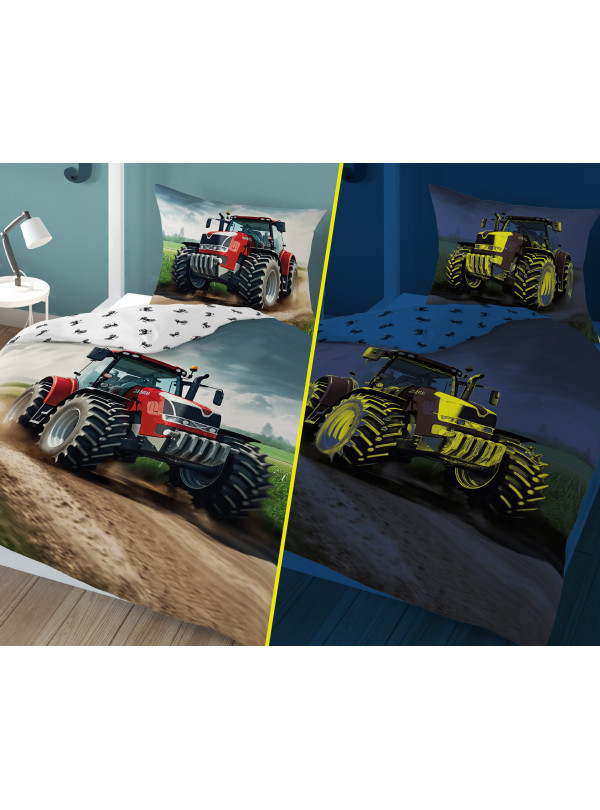 POŚCIEL 160x200 ŚWIECĄCA W CIEMNOŚCI TRAKTOR 4764_A