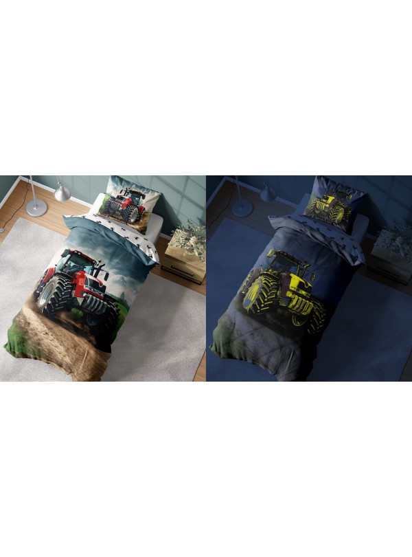 POŚCIEL 160x200 ŚWIECĄCA W CIEMNOŚCI TRAKTOR 4764_A