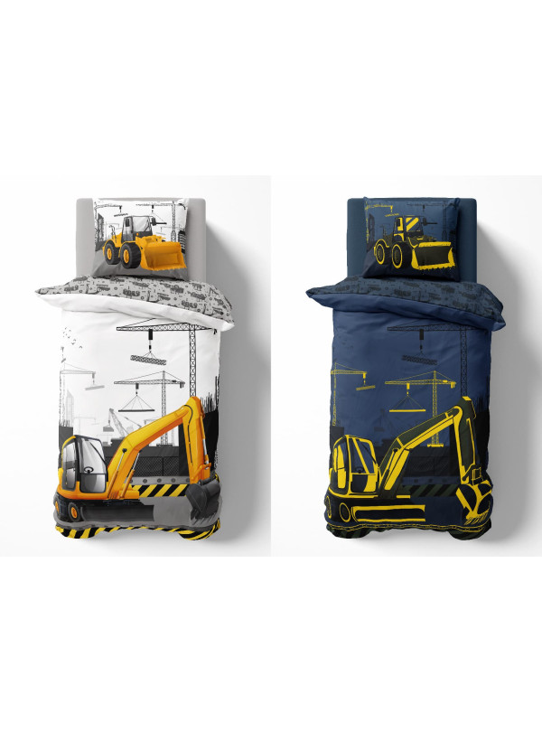 POŚCIEL 140x200 ŚWIECĄCA W CIEMNOŚCI BUDOWA KOPARKA 4762_A