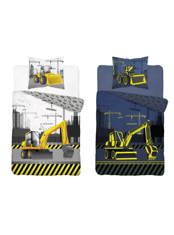 POŚCIEL 140x200 ŚWIECĄCA W CIEMNOŚCI BUDOWA KOPARKA 4762_A