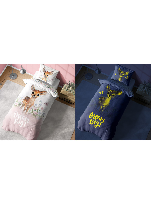 POŚCIEL 140x200 ŚWIECĄCA W CIEMNOŚCI SARENKA JELONEK