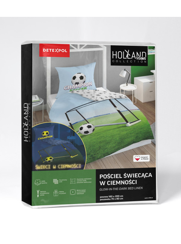 POŚCIEL 140x200 ŚWIECĄCA W CIEMNOŚCI DLA PIŁKARZA 4756_A