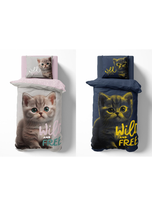 POŚCIEL 160x200 ŚWIECĄCA W CIEMNOŚCI KOTEK 4757_A