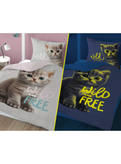 POŚCIEL 160x200 ŚWIECĄCA W CIEMNOŚCI KOTEK 4757_A 2