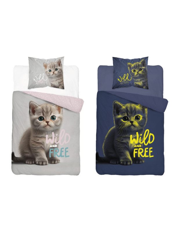 POŚCIEL 160x200 ŚWIECĄCA W CIEMNOŚCI KOTEK 4757_A