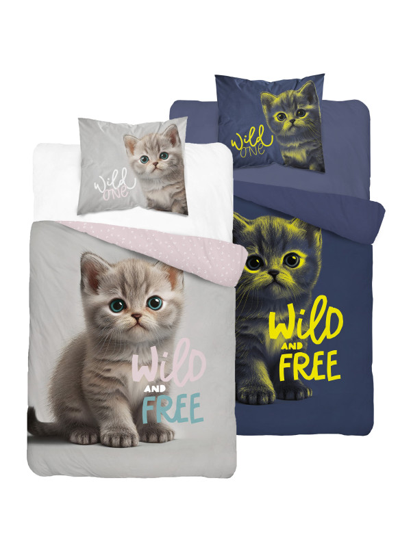 POŚCIEL 140x200 ŚWIECĄCA W CIEMNOŚCI KOTEK 4757_A