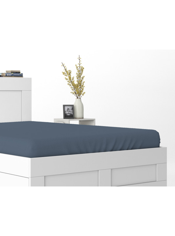 Prześcieradło Satynowe 160x200 Bez Gumki Niebieskie