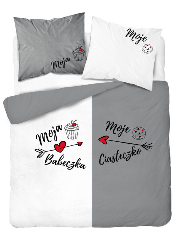 POŚCIEL BAWEŁNIANA 160x200 MOJA BABECZKA MOJE CIASTECZKO