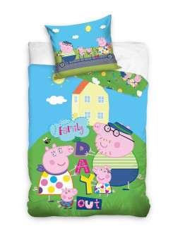 POŚCIEL DO ŁÓŻECZKA 100x135 DLA DZIECI ŚWINKA PEPPA GEORGE MAMA TATA ŚWINKA