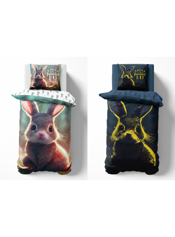 POŚCIEL 140x200 ŚWIECĄCA W CIEMNOŚCI KRÓLIK SŁODKI KRÓLICZEK