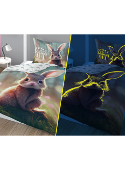 POŚCIEL 160x200 ŚWIECĄCA W CIEMNOŚCI KRÓLIK SŁODKI KRÓLICZEK 2