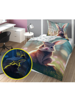 POŚCIEL 160x200 ŚWIECĄCA W CIEMNOŚCI KRÓLIK SŁODKI KRÓLICZEK