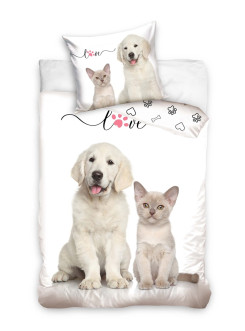 POŚCIEL 140x200 CM KOT I PIES