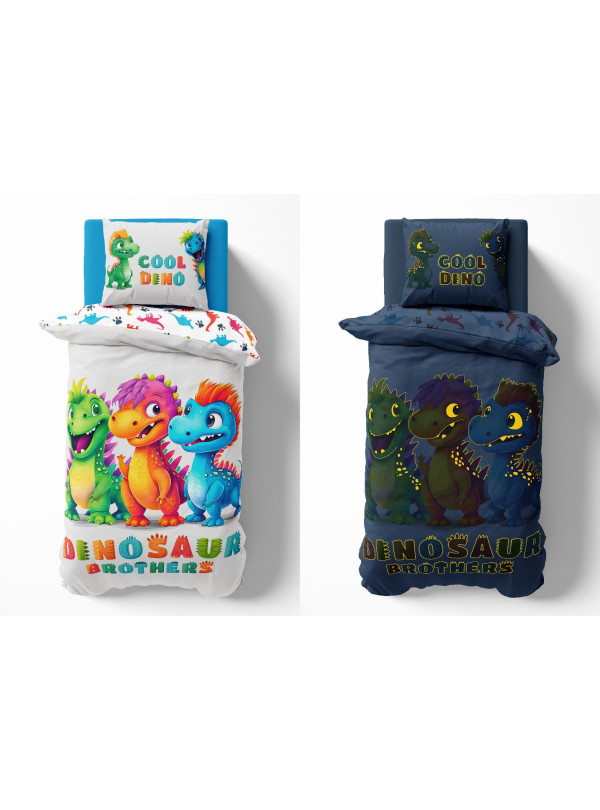 POŚCIEL 160x200 ŚWIECĄCA W CIEMNOŚCI DINUSIE DINOZAURY