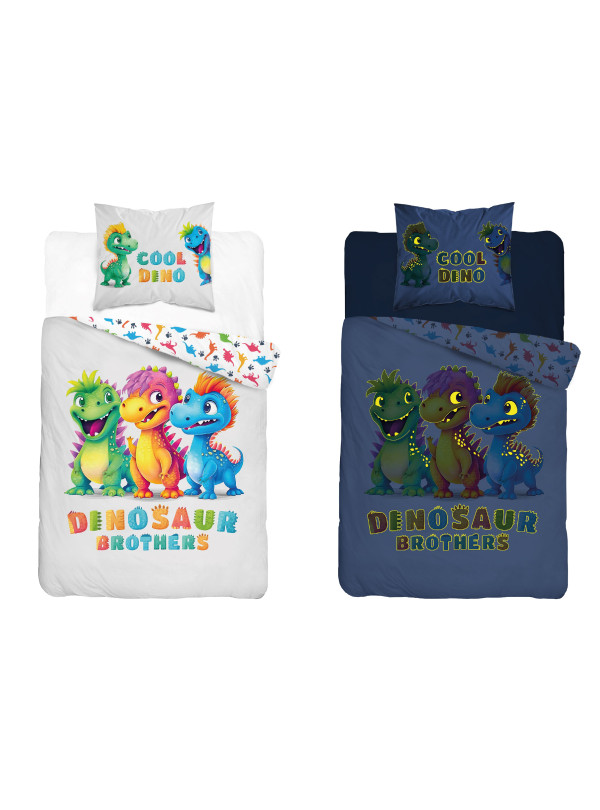 POŚCIEL 160x200 ŚWIECĄCA W CIEMNOŚCI DINUSIE DINOZAURY