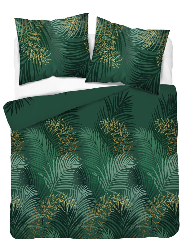 POŚCIEL SATYNA BAWEŁNIANA 180x200 ZIELONE LIŚCIE