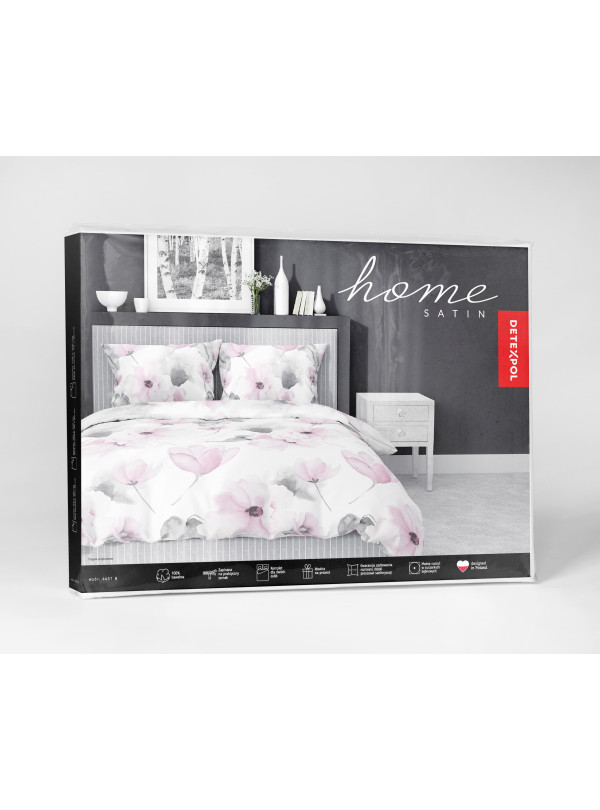 POŚCIEL SATYNA BAWEŁNIANA 180x200 KWIATOWA BIAŁA