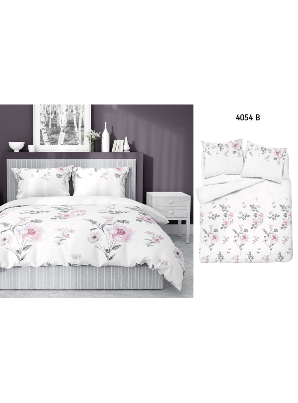 POŚCIEL SATYNA BAWEŁNIANA 160x200 KWIATOWA BIAŁA