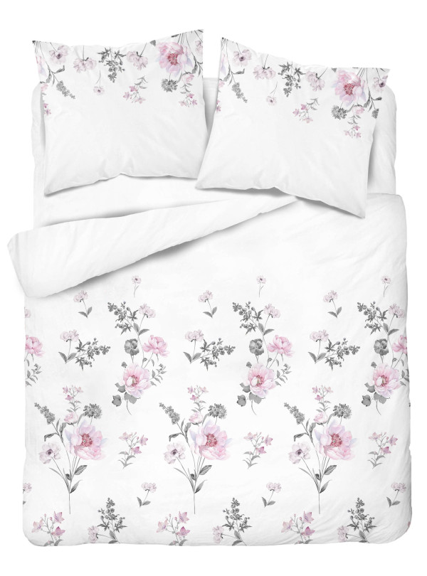 POŚCIEL SATYNA BAWEŁNIANA 160x200 KWIATOWA BIAŁA