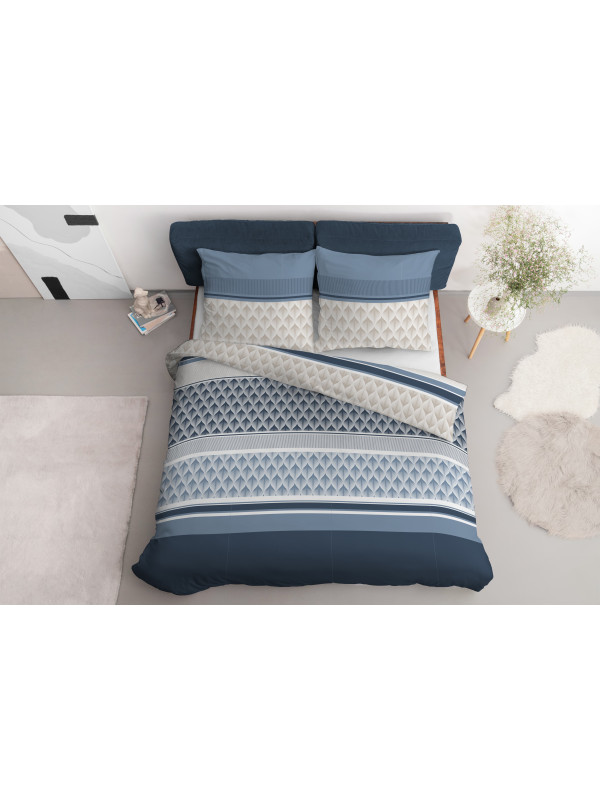 POŚCIEL BAWEŁNIANA 200x220 NIEBIESKA