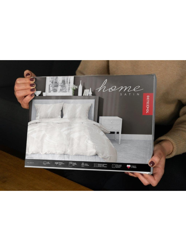 POŚCIEL SATYNA BAWEŁNIANA 160x200 W LIŚCIE BEŻOWA