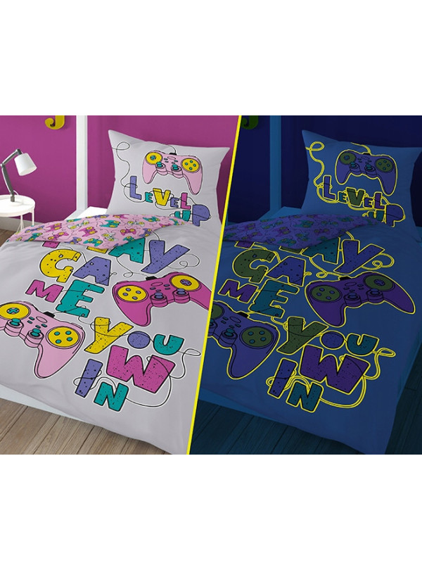 POŚCIEL 140x200 ŚWIECĄCA W CIEMNOŚCI GAMER GIRL